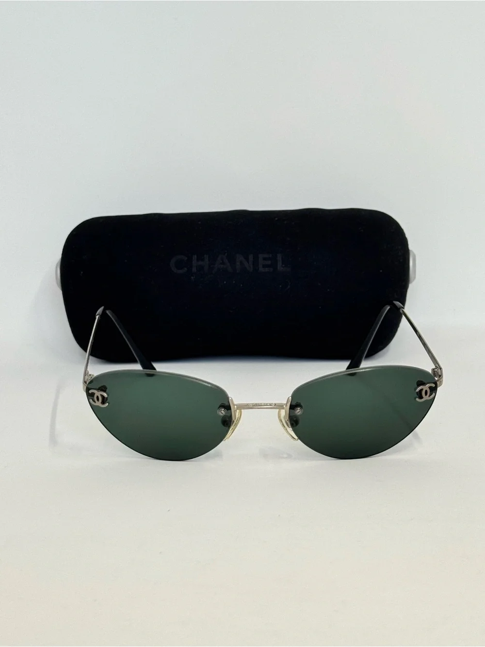 Authentic CHANEL Silver-Tone Rimless Sunglasses - Picture 1 of 9